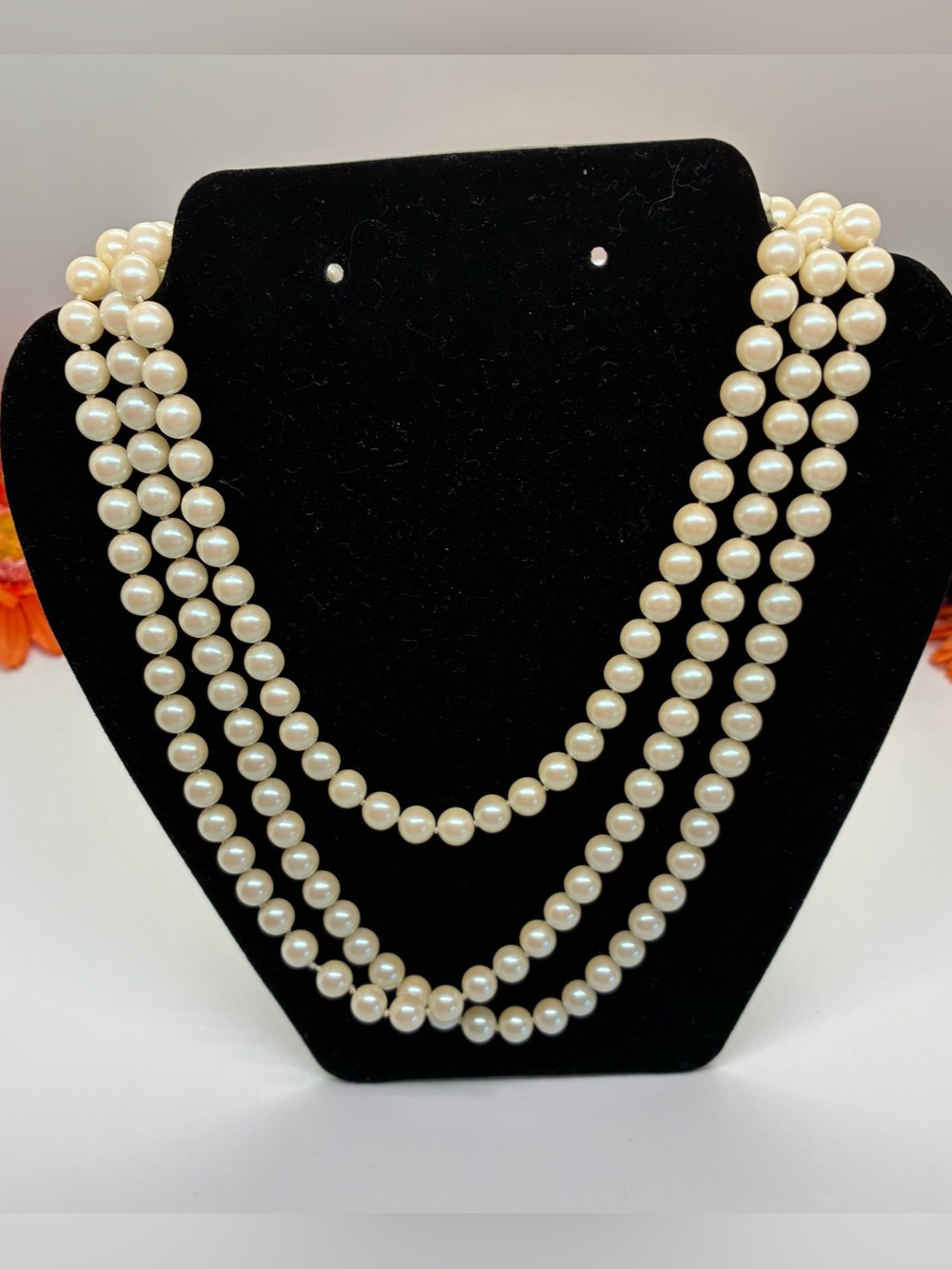 Vintage Faux Pearl Long Necklace